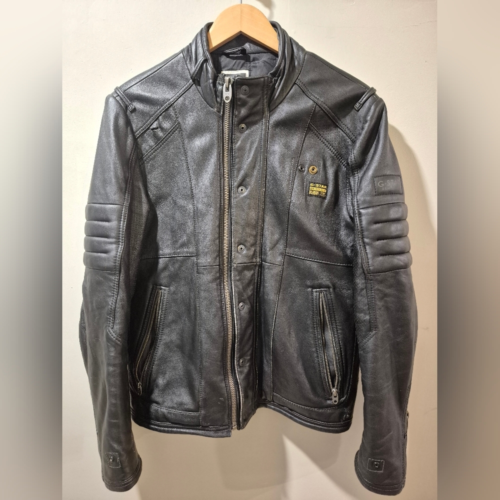 G-Star Men's Medium Black Leather Jacket